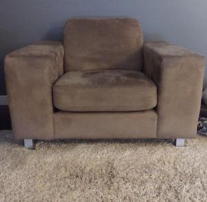 Palliser EQ3 microfibre couch and chair.