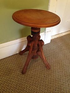 Vintage Wooden Piano Stool Style Table, 16" dia, 22" tall