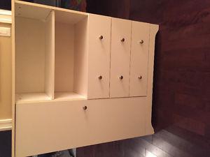 White dresser with shelving