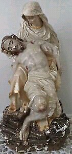XL JESUS MARY Sculpture PLASTER CAST Antique FREE DEL