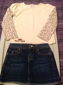Gymboree top and Old Navy jean skirt size 6