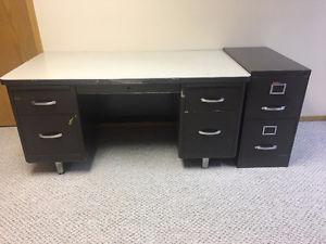 Metal Desk, Filling Cabinets, Printer Stand