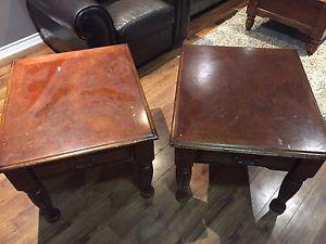 2 solid wood end tables