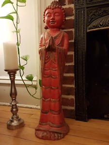 Buddha Statue (Red-Distressed) 75cm
