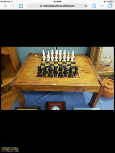 Chess set built in table