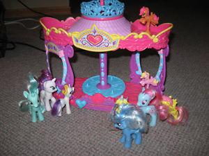 My Little Ponies with working merry go round