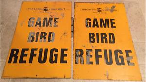 Vintage Manitoba Game Bird Refuge Signs