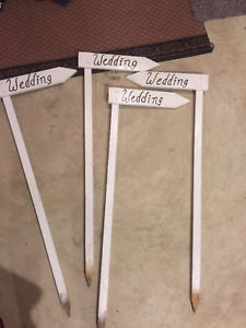 4 White Wooden Wedding Signs