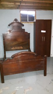 All wood antique bed