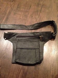 Black leather waist purse