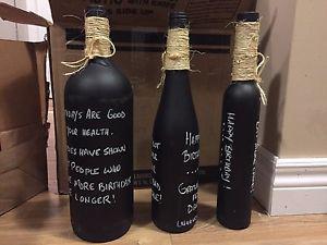 Chalkboard wine bottles
