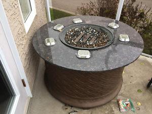 Granite top fire pit with propane tank