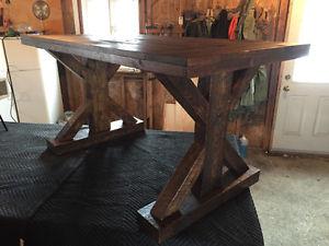 Solid distressed wood farm table