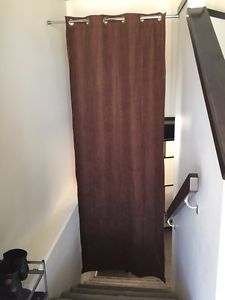 Very long Mainstays brown faux suede curtain