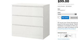 White ikea 3 drawer dress for sale!