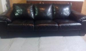 100% real leather 3 sitter black couch