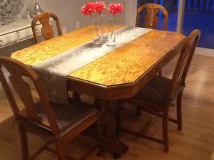 Antique table and four chairs