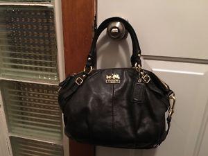 Black real leather coach purse bag