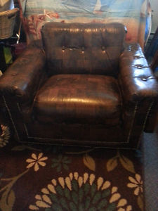 Brown vinal extra wide chair