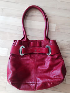 Cherry red leather pyrse