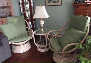 For sale 2 bamboo chairs and matching bamboo accent table