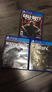 Priced to sell Fallout 4 and black ops 3 and watch dogsfor
