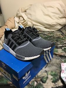 Size 9.5 nmd grey/clear blue.