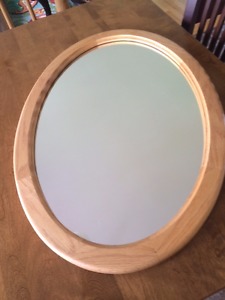 Solid Oak Trim Oval Mirror