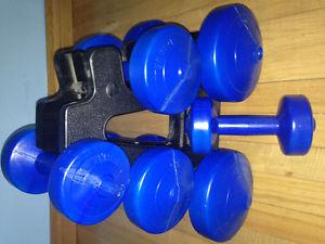 Weight set with stand