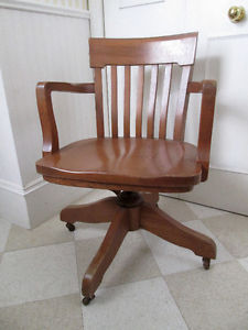 Antique "KRUG" Made in Canada office chair,Solid Walnut