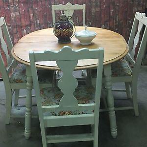 Antique wood table and chairs