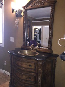 Bathroom vanity and mirror