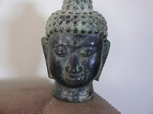 Cast bronze Buddha head.