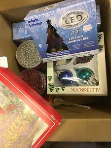 Christmas lights, cards, decorations