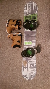 Gnu snowboard with Gnu Argo bindings and men's 10.5 Nike