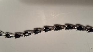 SAFFIRE STANPED 925 SILVER BRACELET