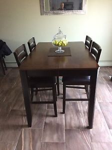 Solid wood pub height table and chairs