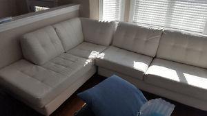 White Sectional Leather couch