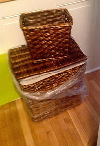 Brand new wicker hamper and matching pail