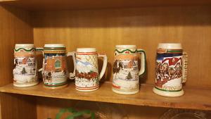 Budweiser holiday collectable beer steins
