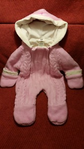 Faded Glory Baby Pink Sweater 1pc Hooded Pram Snow