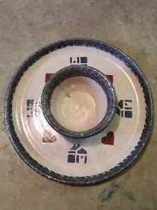 Plate with dip bowl attached