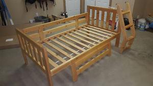 Single Wooden Bed Frame + Mattress + Bedding