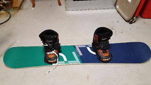 Snowboard, boots and bindings