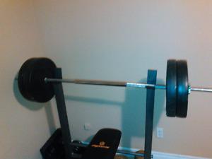 Trade for tablet!! gym equipment bench press, weights & more