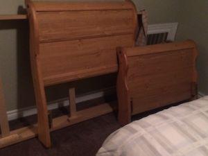 Twin wooden sleigh bed frame