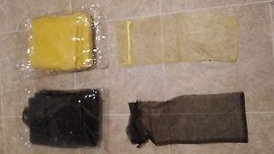 Yellow and black mesh wine bags