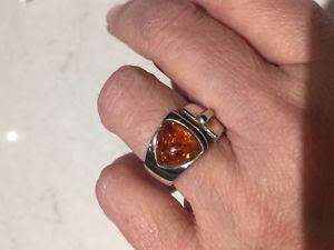 ellow Baltic Amber Sterling Silver Ring for sale