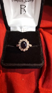14k white gold multi diamond blue sapphire like new !