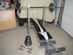 150lb steel weight set with bench